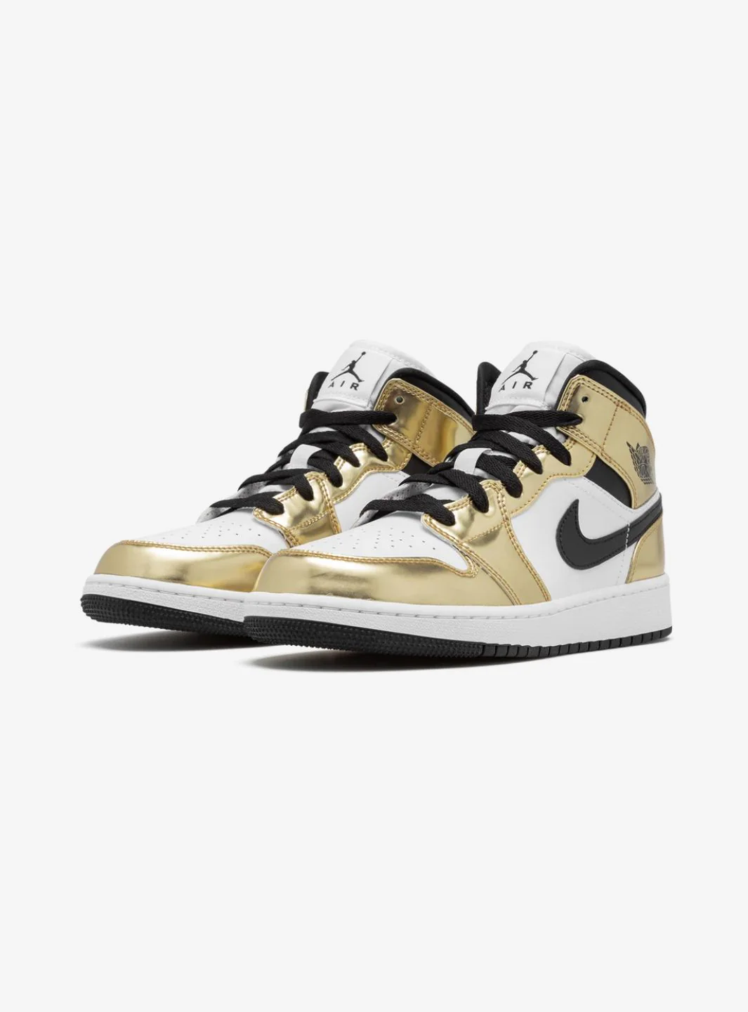Air Jordan 1 Mid Metallic Gold Black White (GS) - Image 2