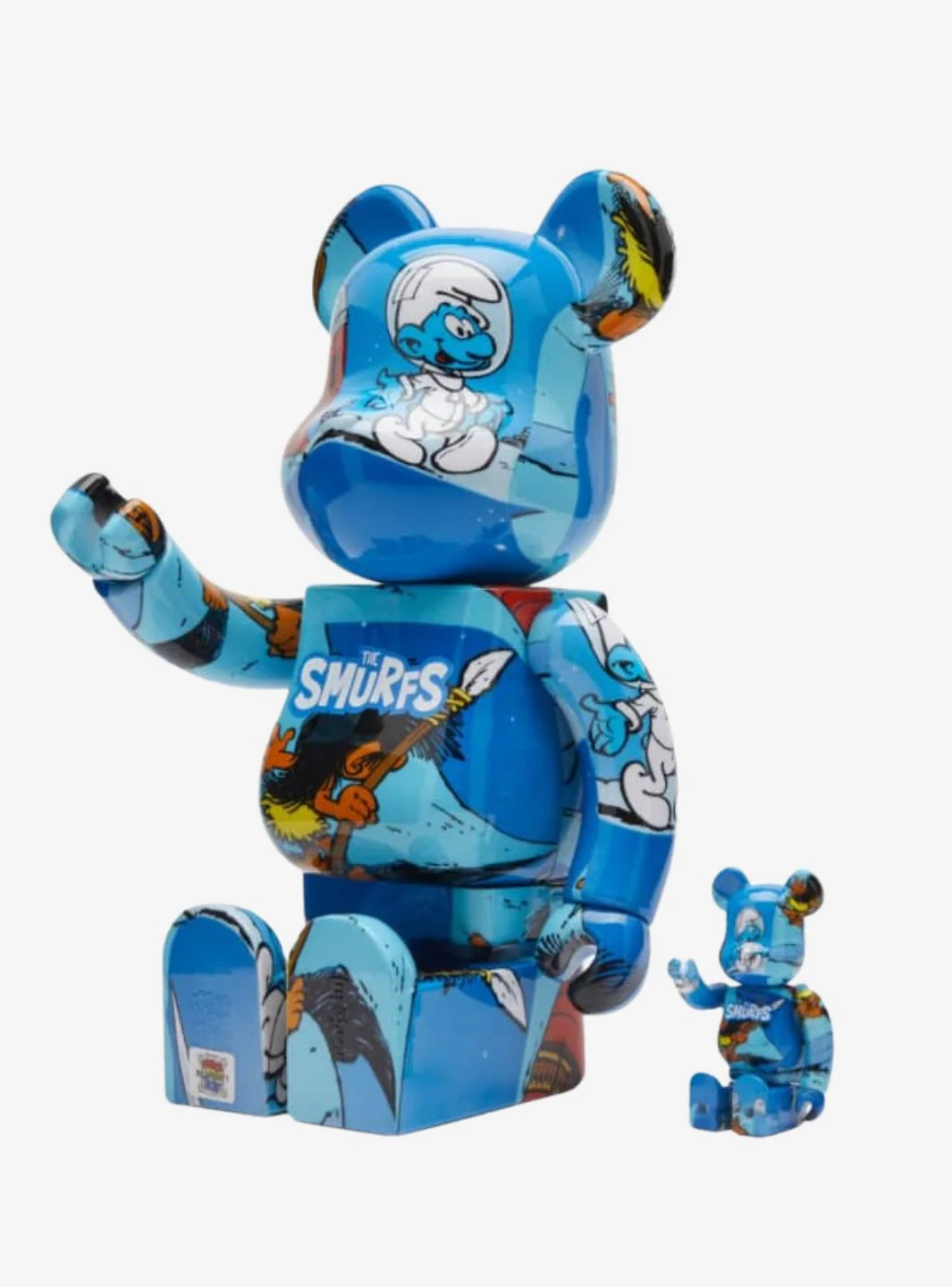 Bearbrick x The Smurfs (The Astrosmurf) 100% & 400% Set Blue - Image 4