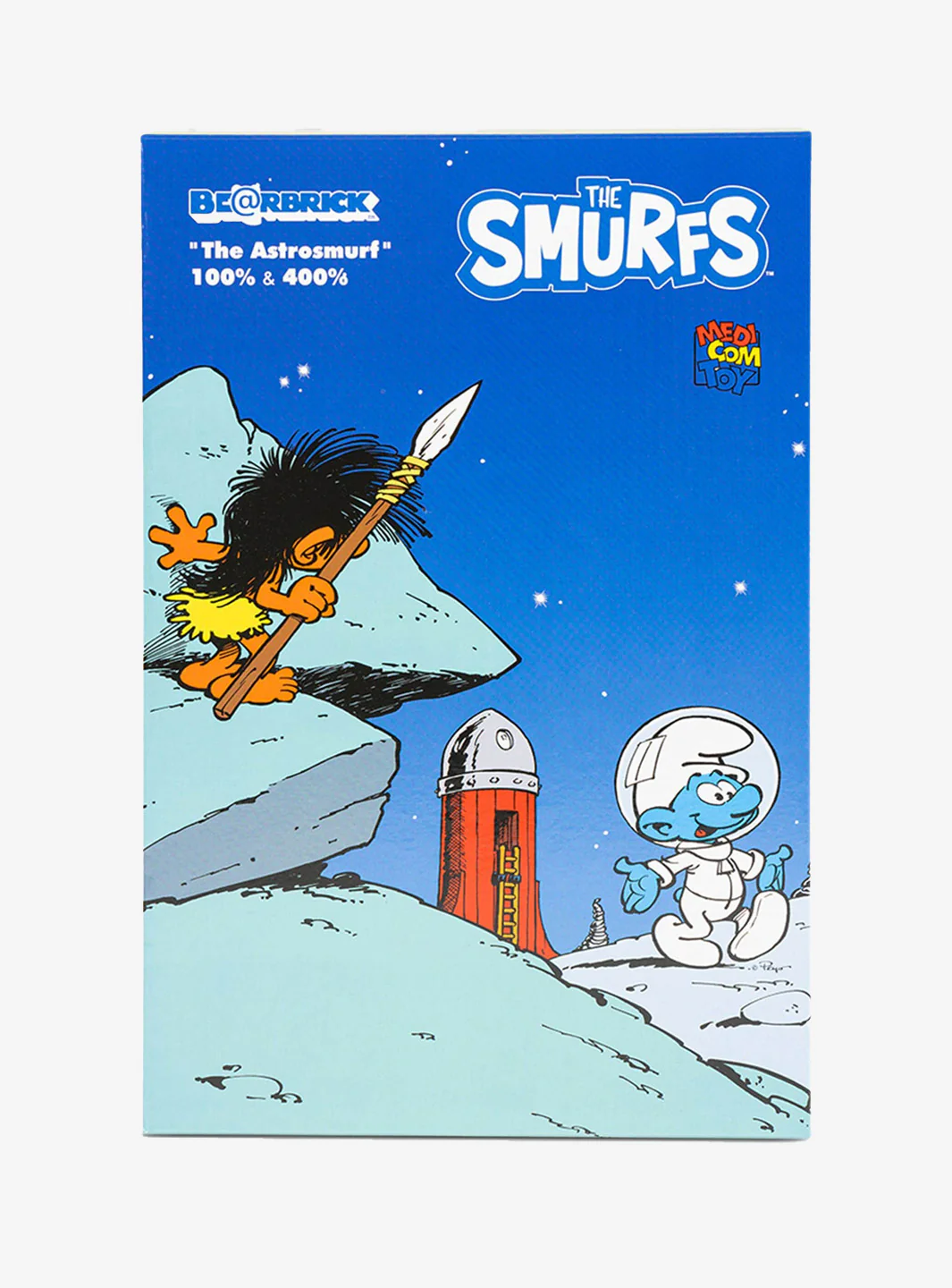 Bearbrick x The Smurfs (The Astrosmurf) 100% & 400% Set Blue - Image 6