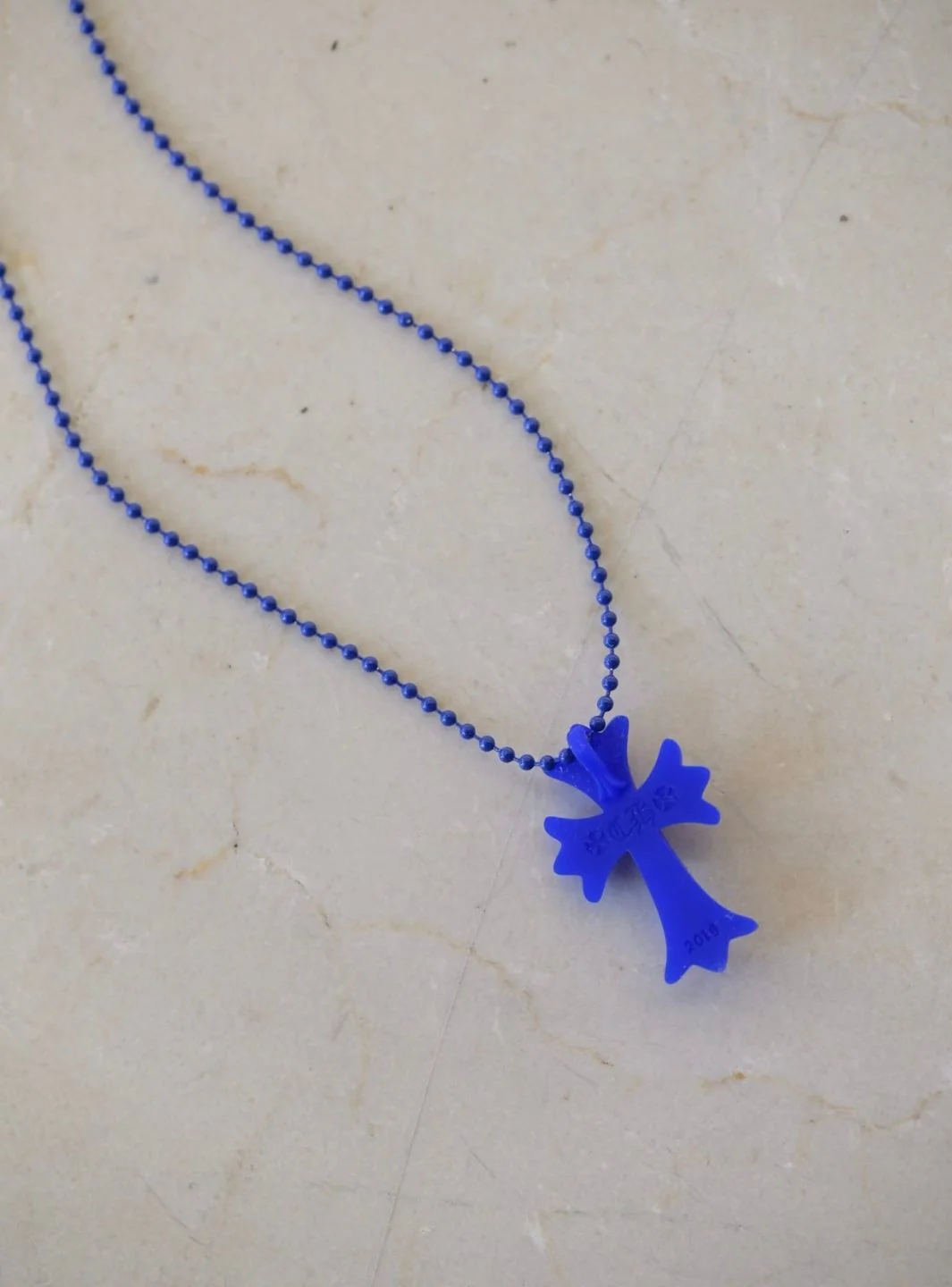 Chrome Hearts Cross Silicon Ball Chain Blue - Image 4