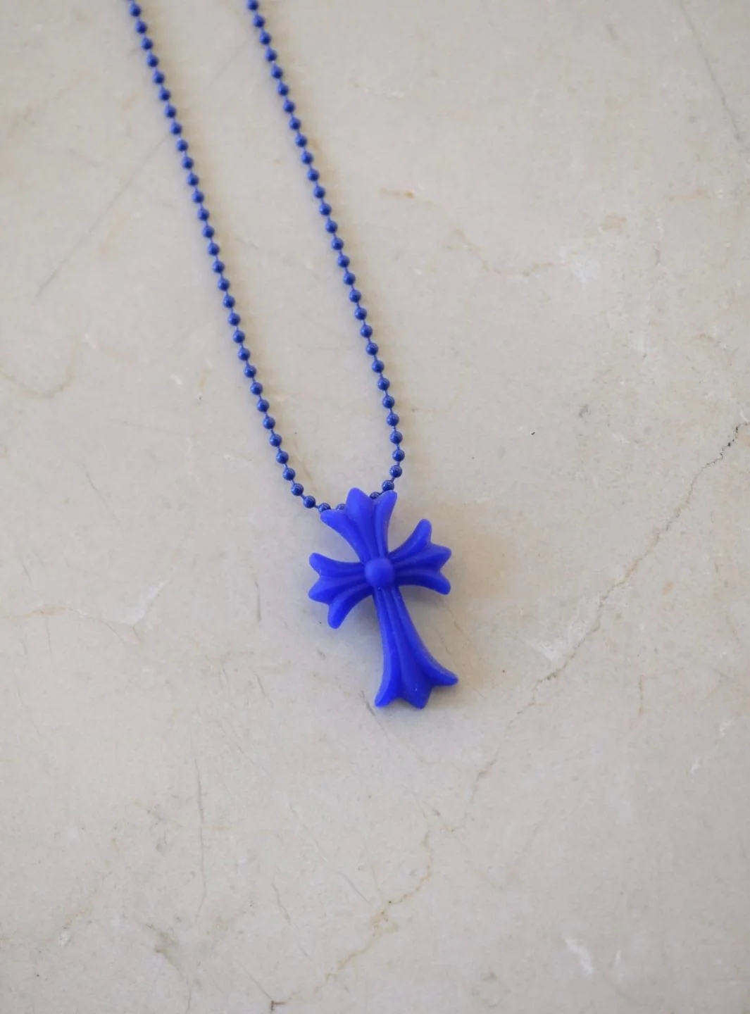Chrome Hearts Cross Silicon Ball Chain Blue - Image 6