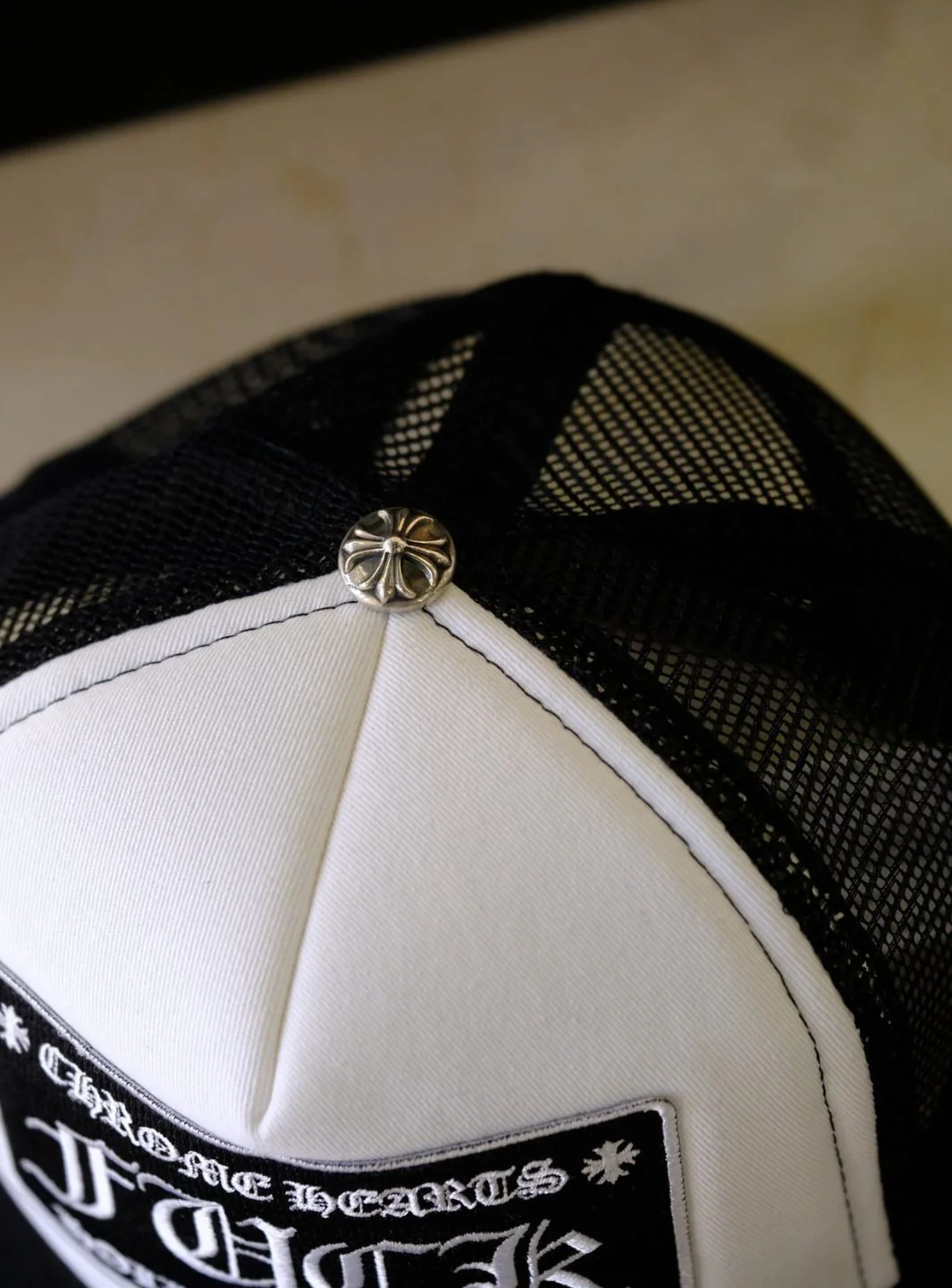 Chrome Hearts FUCK Hollywood Trucker Hat Black/White - Image 11