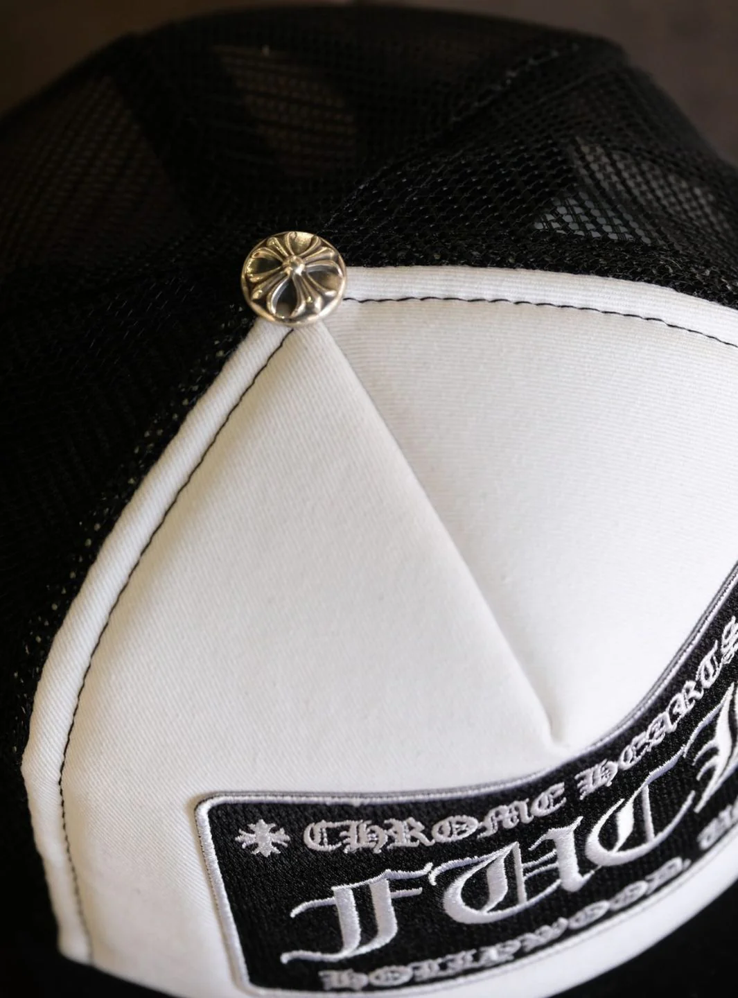 Chrome Hearts FUCK Hollywood Trucker Hat Black/White - Image 9
