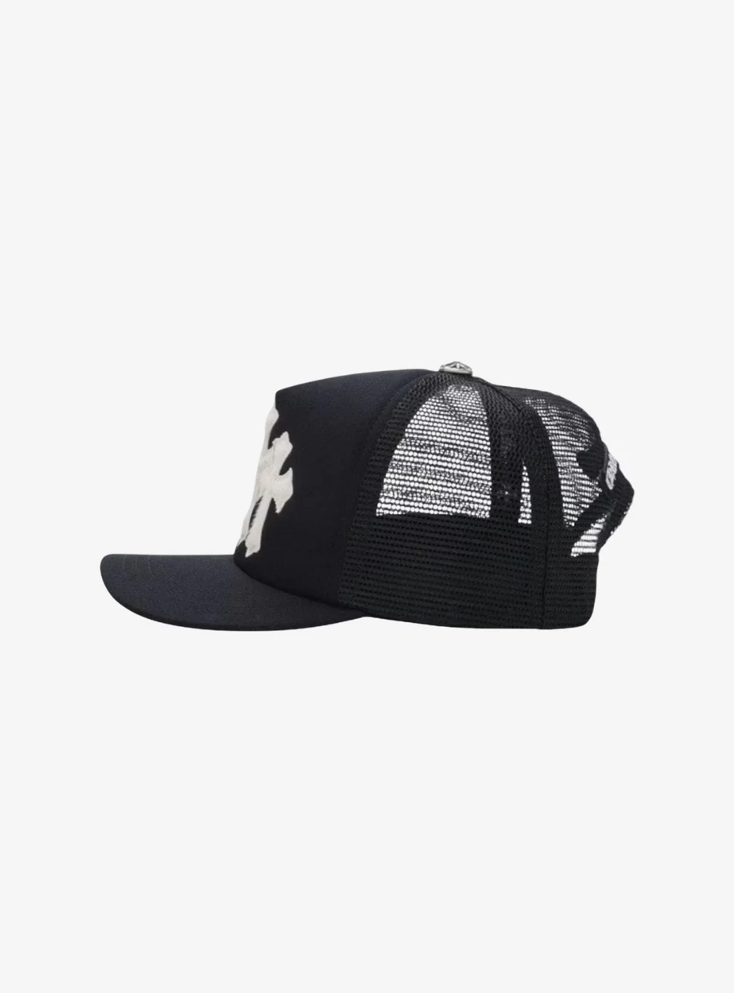Chrome Hearts White Cemetary Cross CH Trucker Hat Black - Image 3