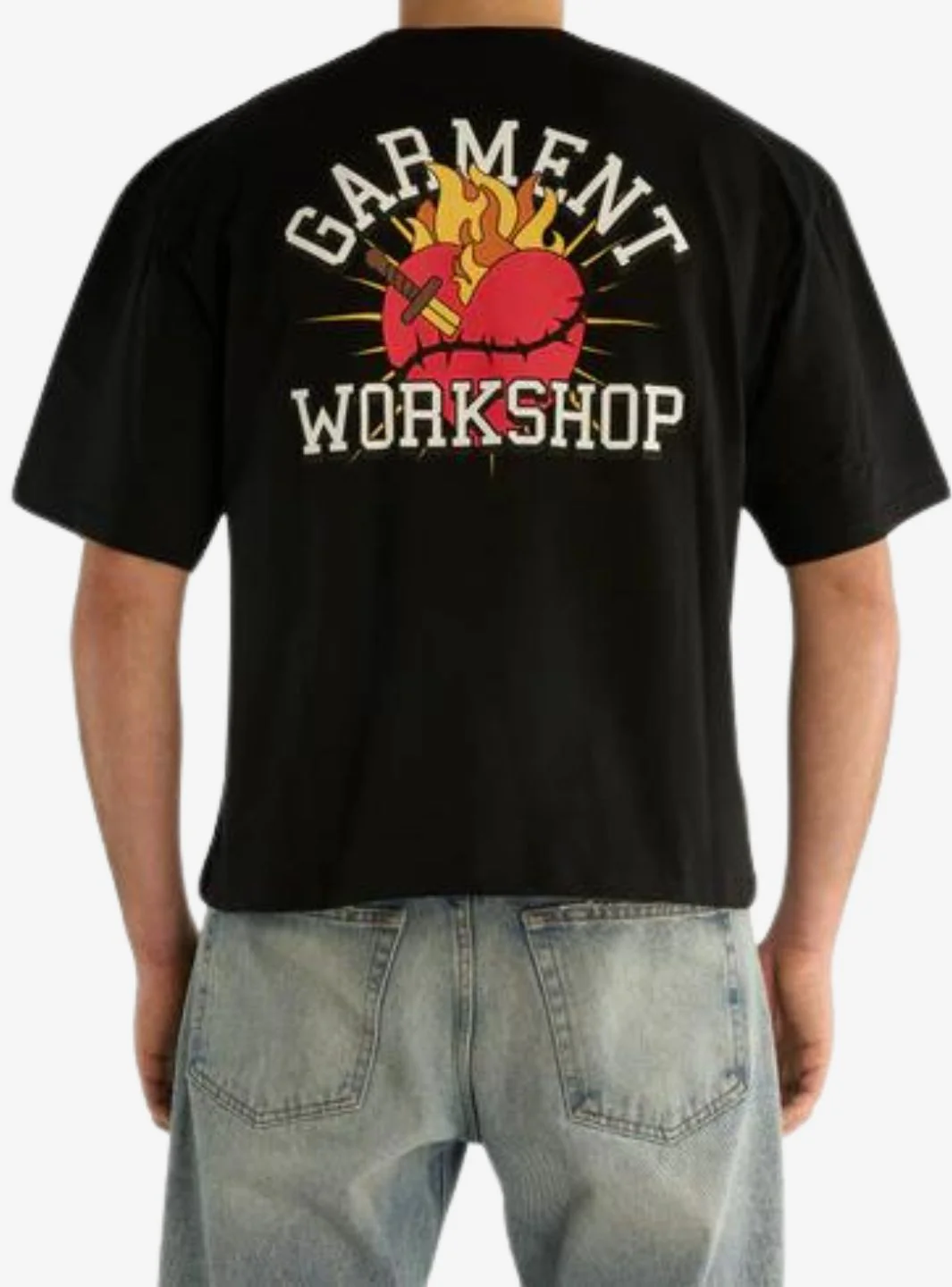 Garment Workshop Printed Heart T-Shirt Black - Image 3