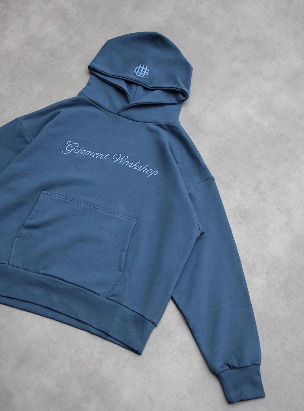 Garment Workshop Single Layer Lettering Hoodie Navy - Image 3