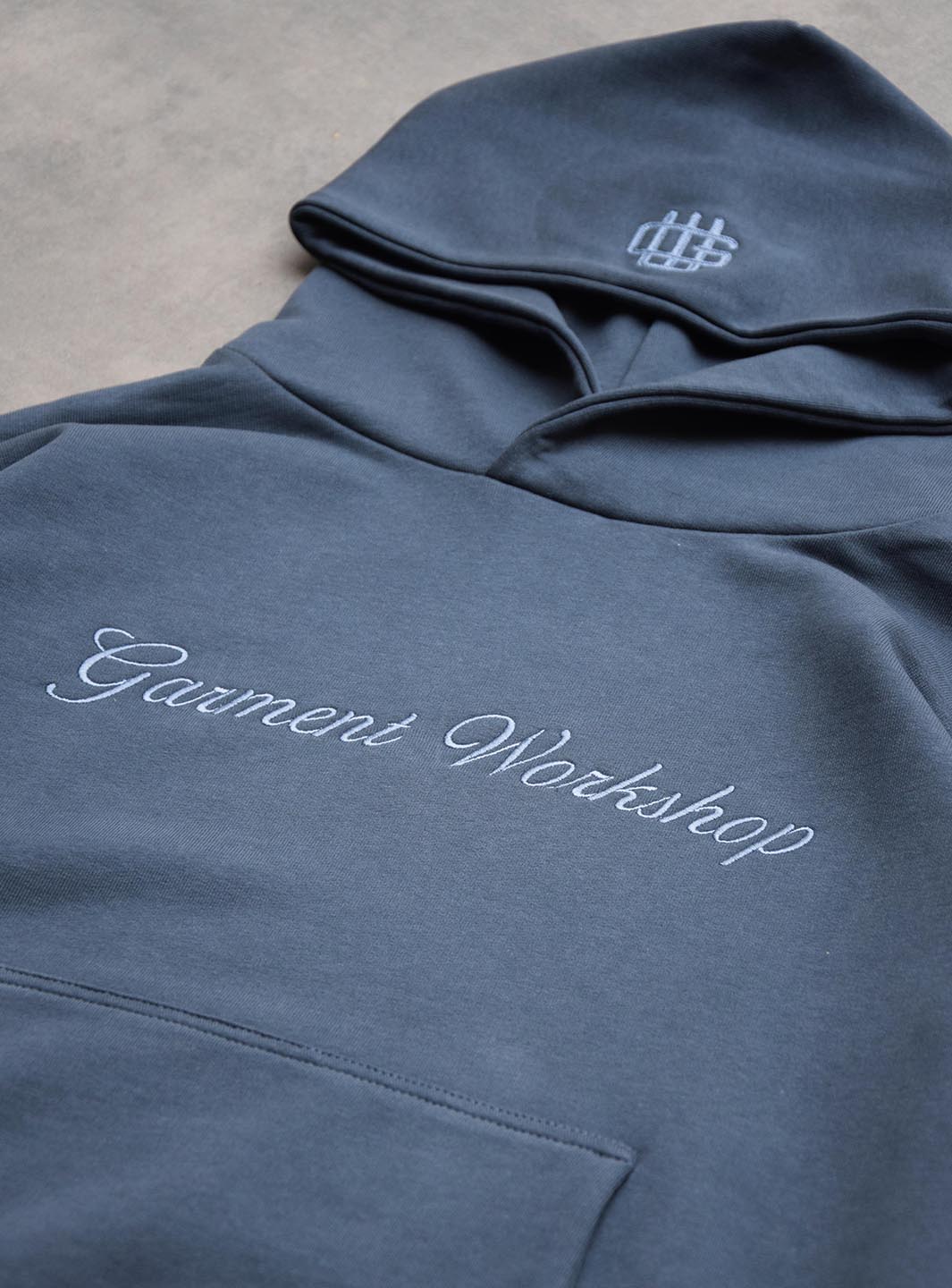 Garment Workshop Single Layer Lettering Hoodie Navy - Image 4
