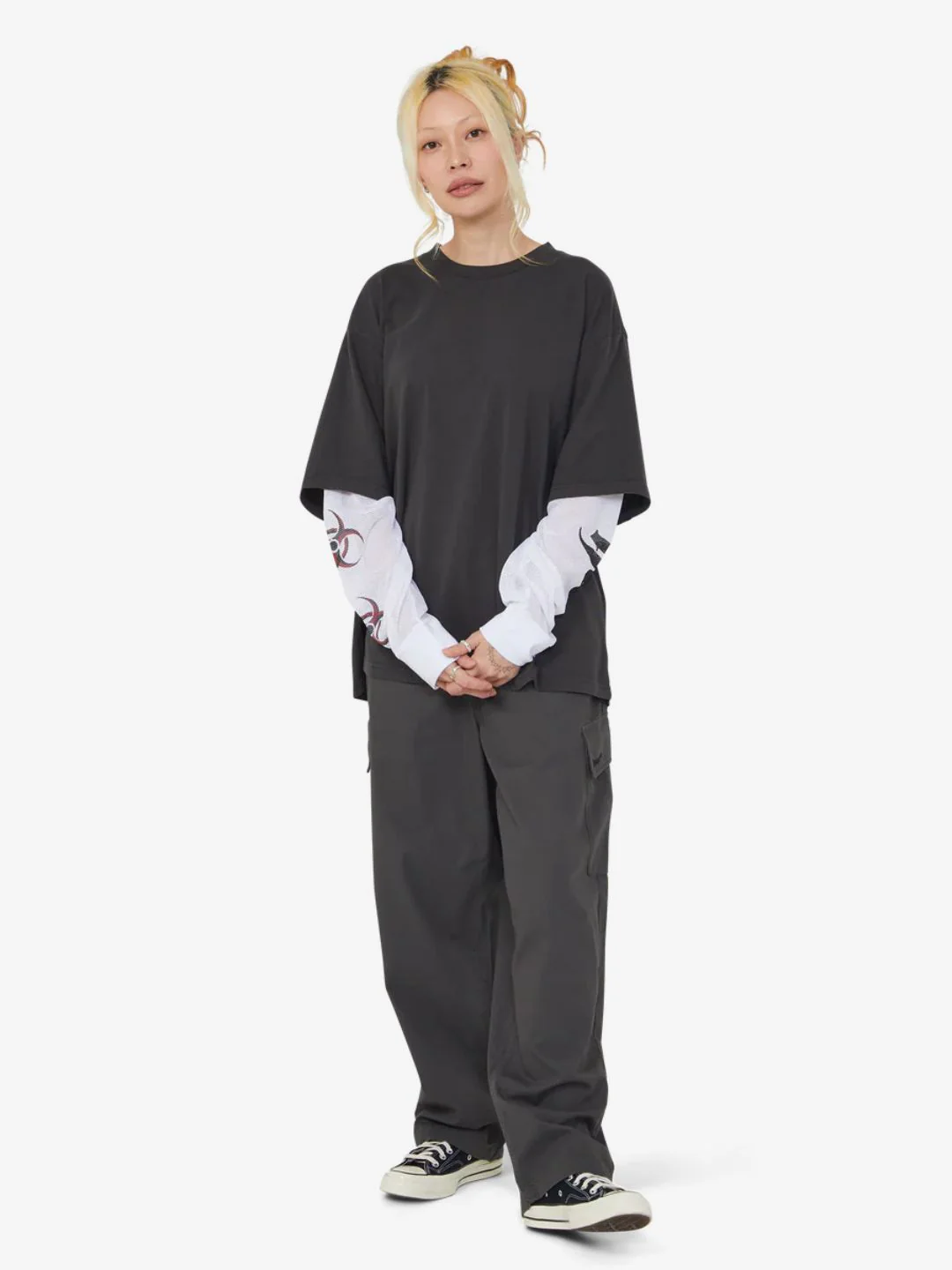 HUF Leon Long Sleeve Double Layer Top Vintage Black - Image 9