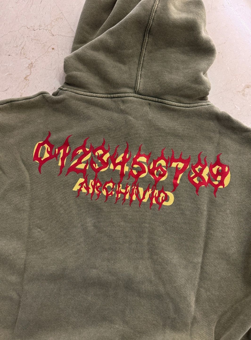 Numeri Archivio Hooded Sweatshirt Washed Olive - Image 4