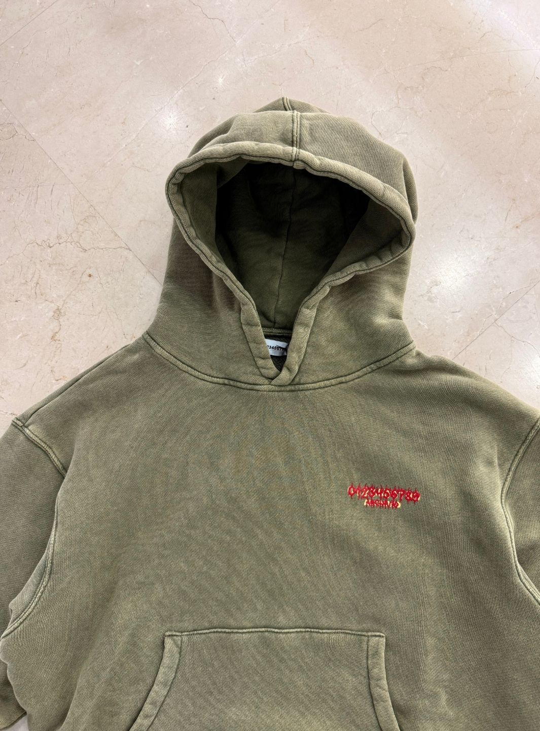 Numeri Archivio Hooded Sweatshirt Washed Olive - Image 6