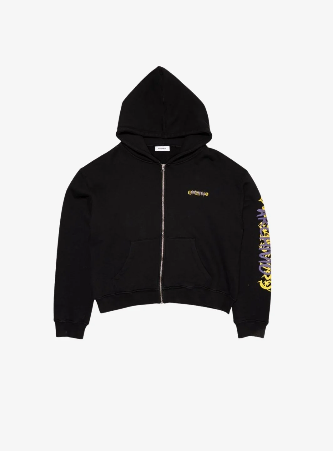 Numeri Archivio Zip Up Hooded Sweatshirt Black Yellow Purple