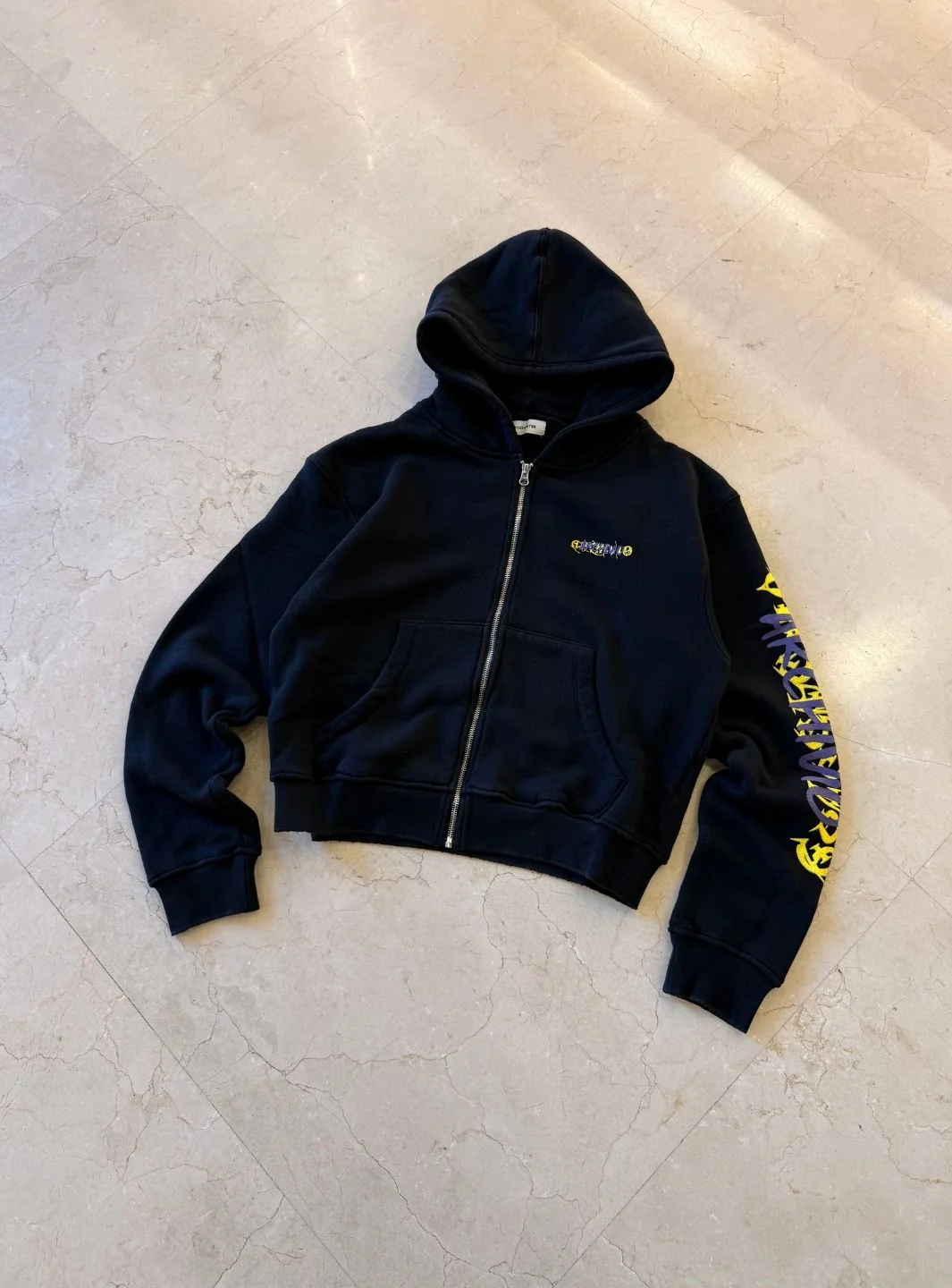 Numeri Archivio Zip Up Hooded Sweatshirt Black Yellow Purple - Image 3