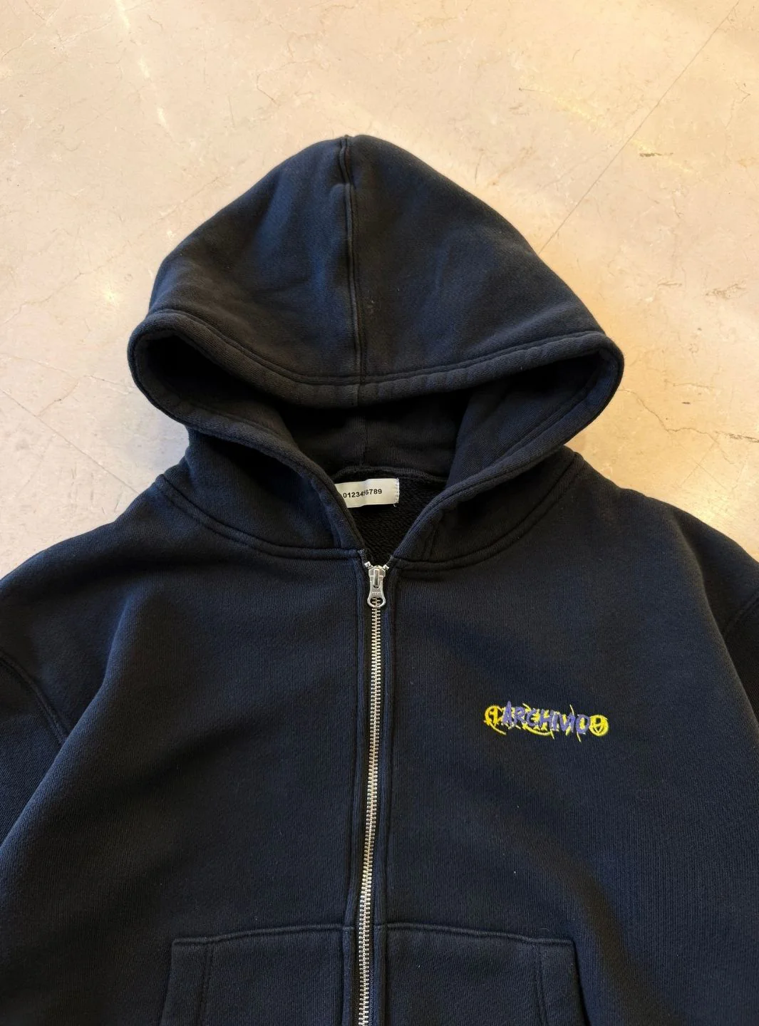 Numeri Archivio Zip Up Hooded Sweatshirt Black Yellow Purple - Image 5