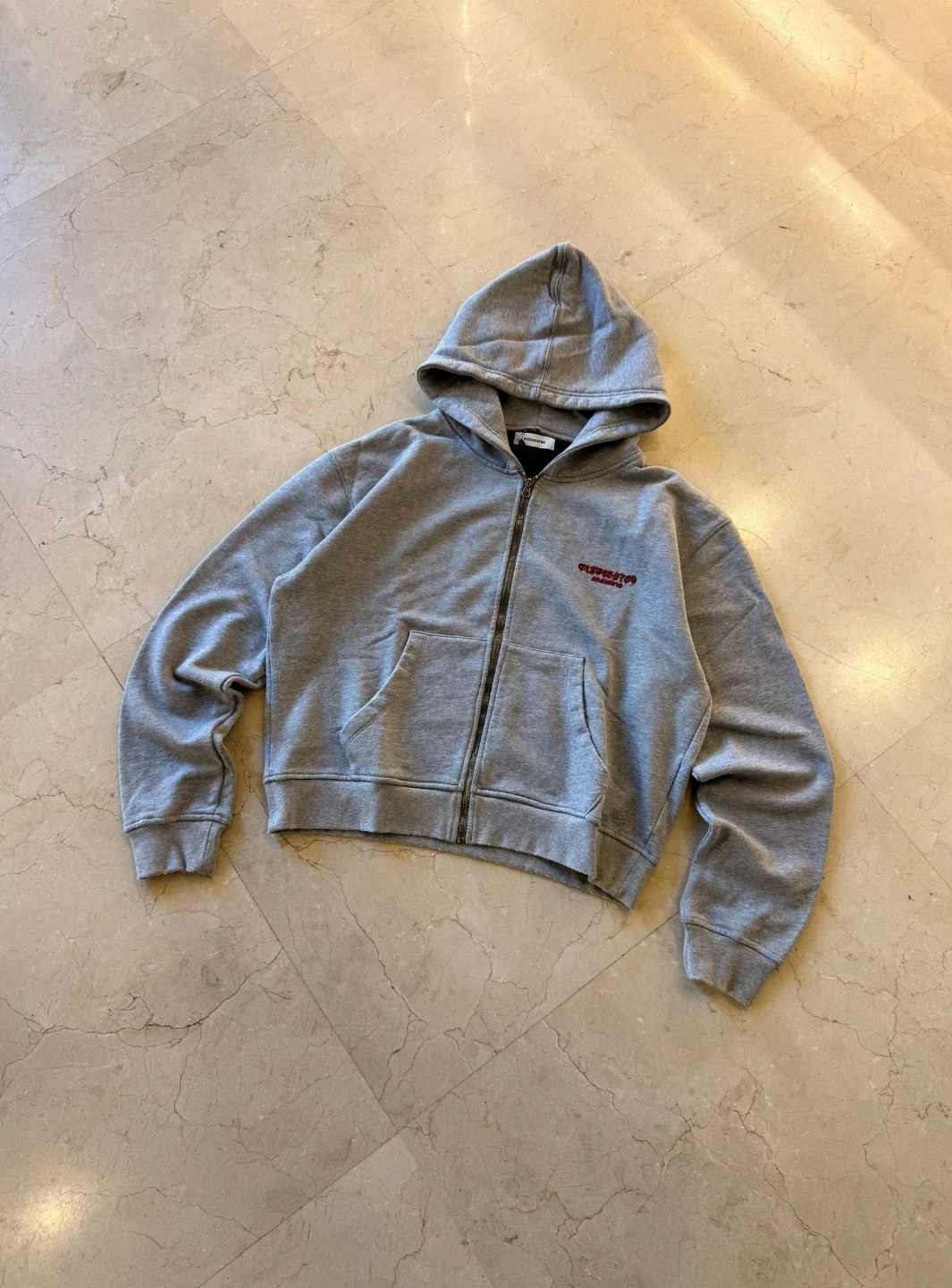 Numeri Archivio Zip Up Hooded Sweatshirt Grey Melange Red - Image 3