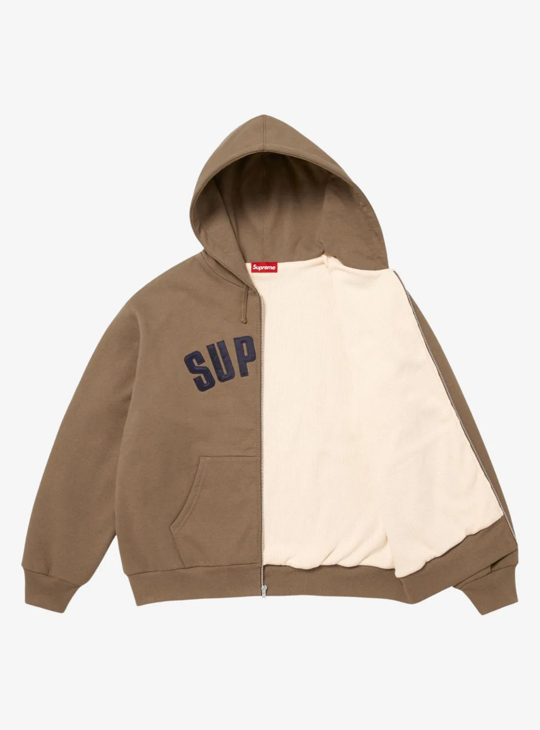Supreme Arc Thermal Lined Zip Up Hooded Sweatshirt Brown - Image 2