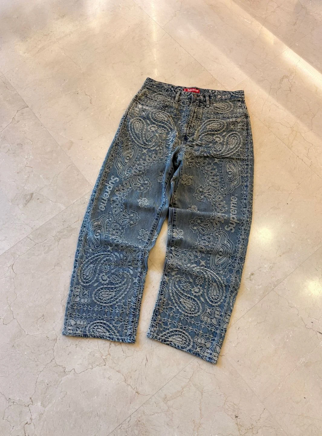 Supreme Bandana Jacquard Baggy Jeans Blue - Image 3