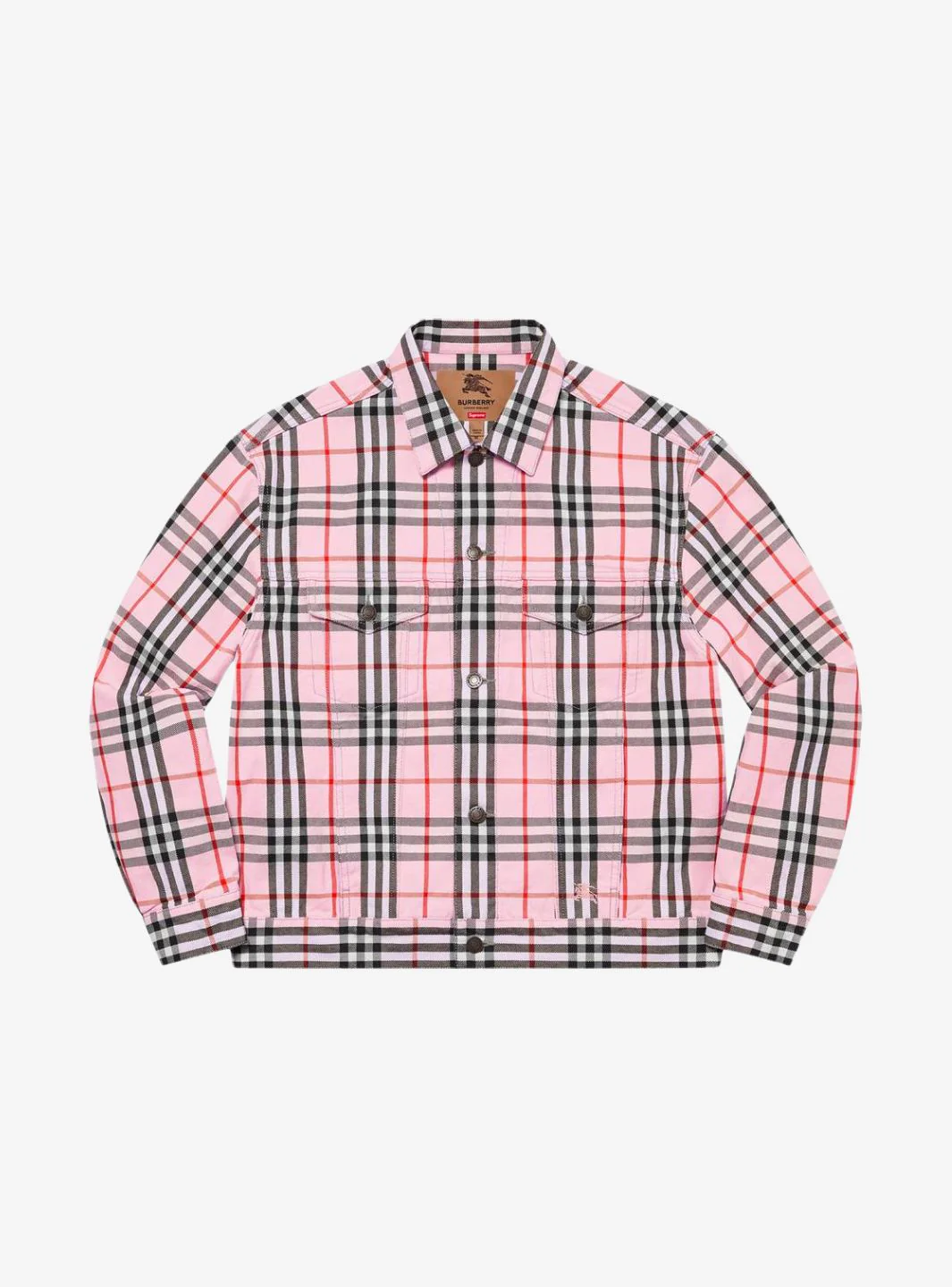 Supreme Burberry Denim Trucker Jacket Pink