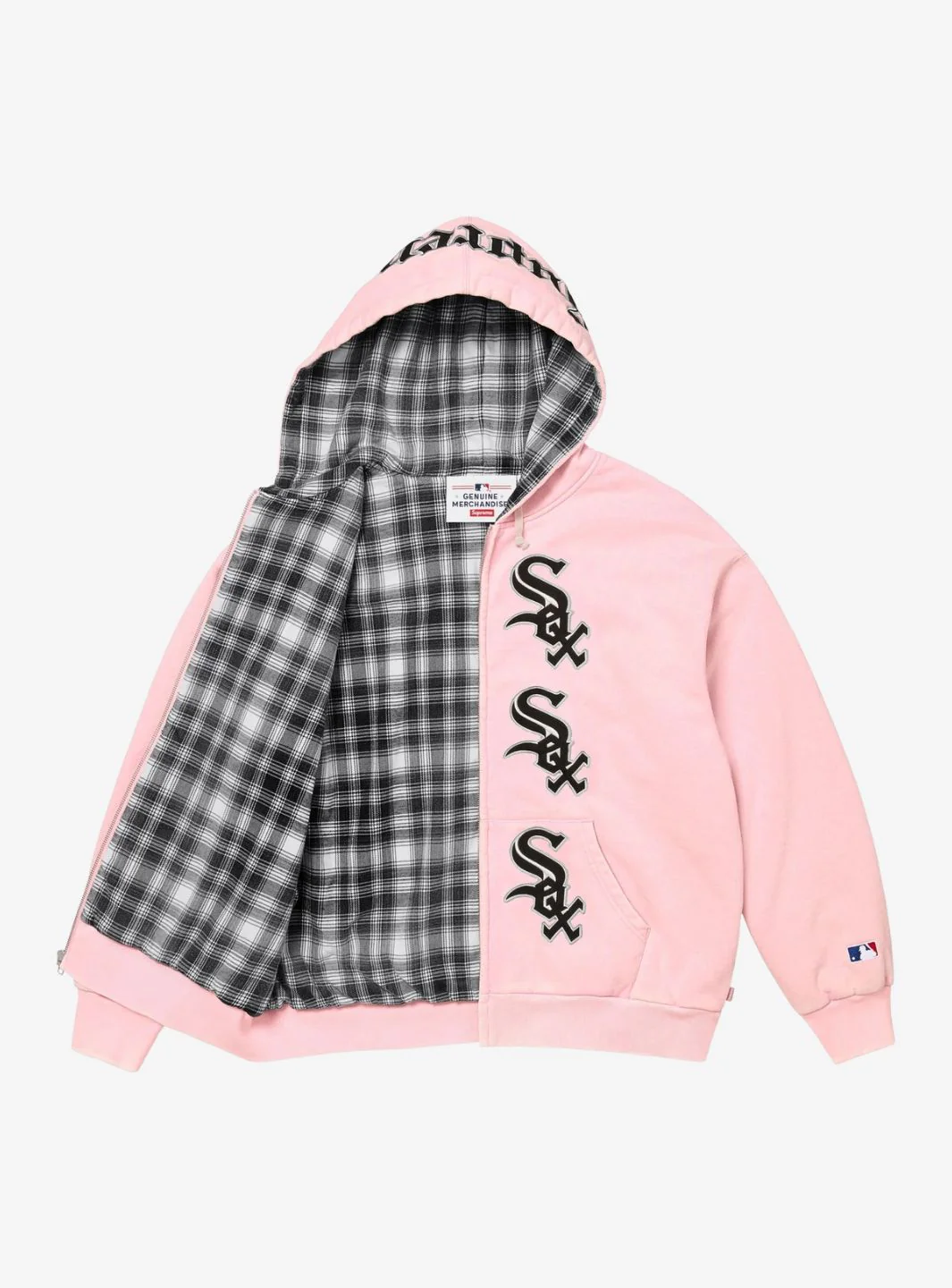 Supreme Chicago White Sox Zip Up Hooded Sweatshirt Light Pink - Image 3