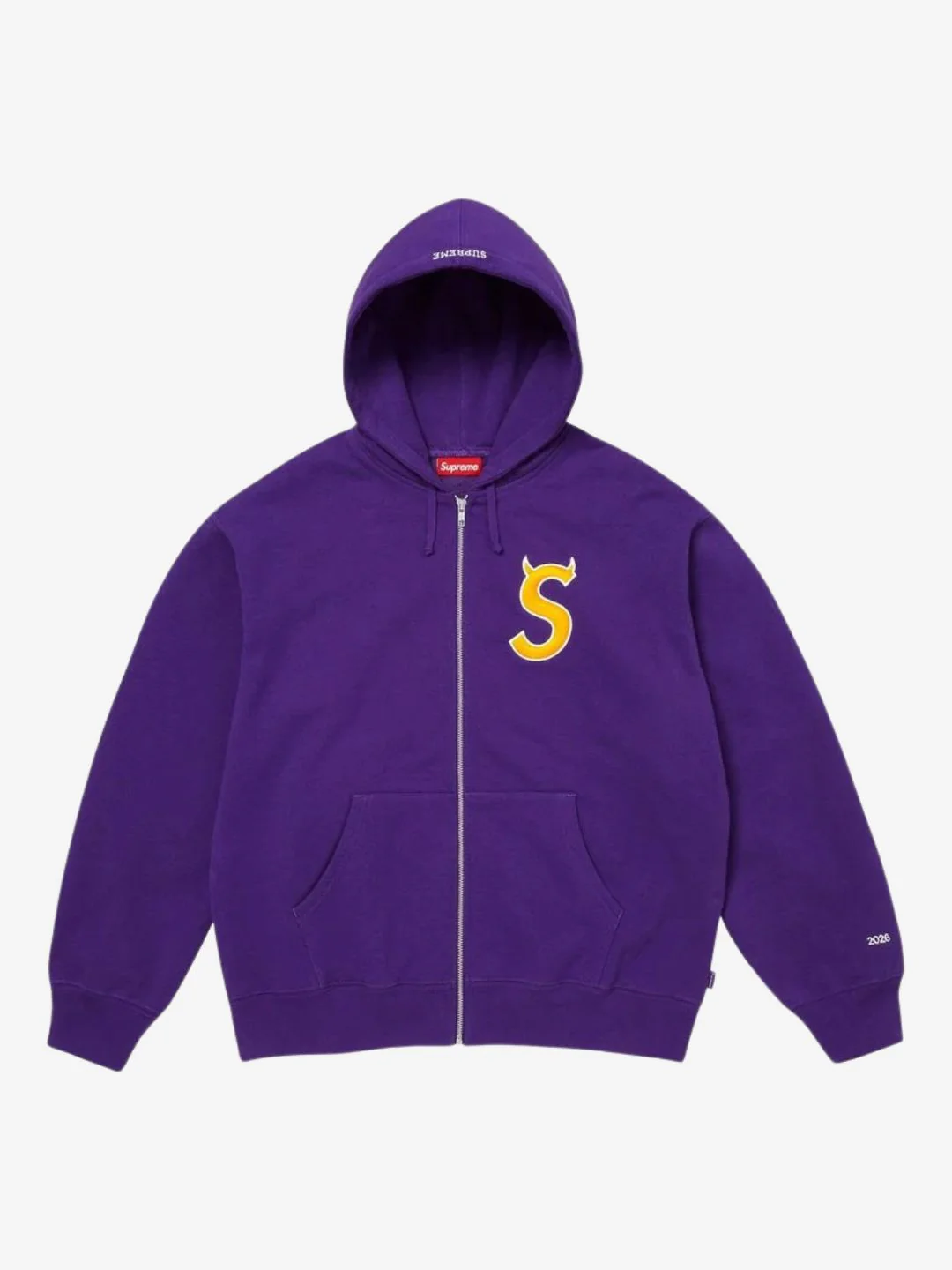 Supreme Devil S Logo Zip Up Hooded Sweatshirt Purple