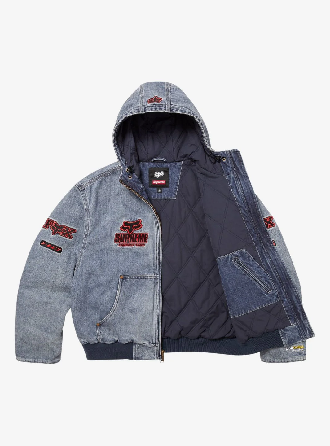 Supreme Fox Racing Hooded Work Jacket Denim - Image 2