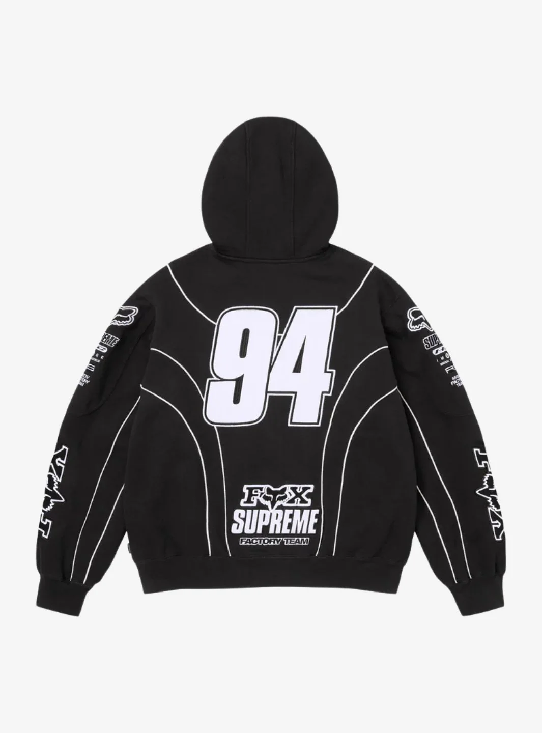 Supreme Fox Racing Zip Up Hooded Sweatshirt Black - Image 2