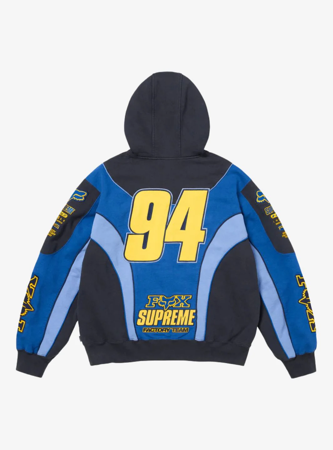 Supreme Fox Racing Zip Up Hooded Sweatshirt Blue - Image 2