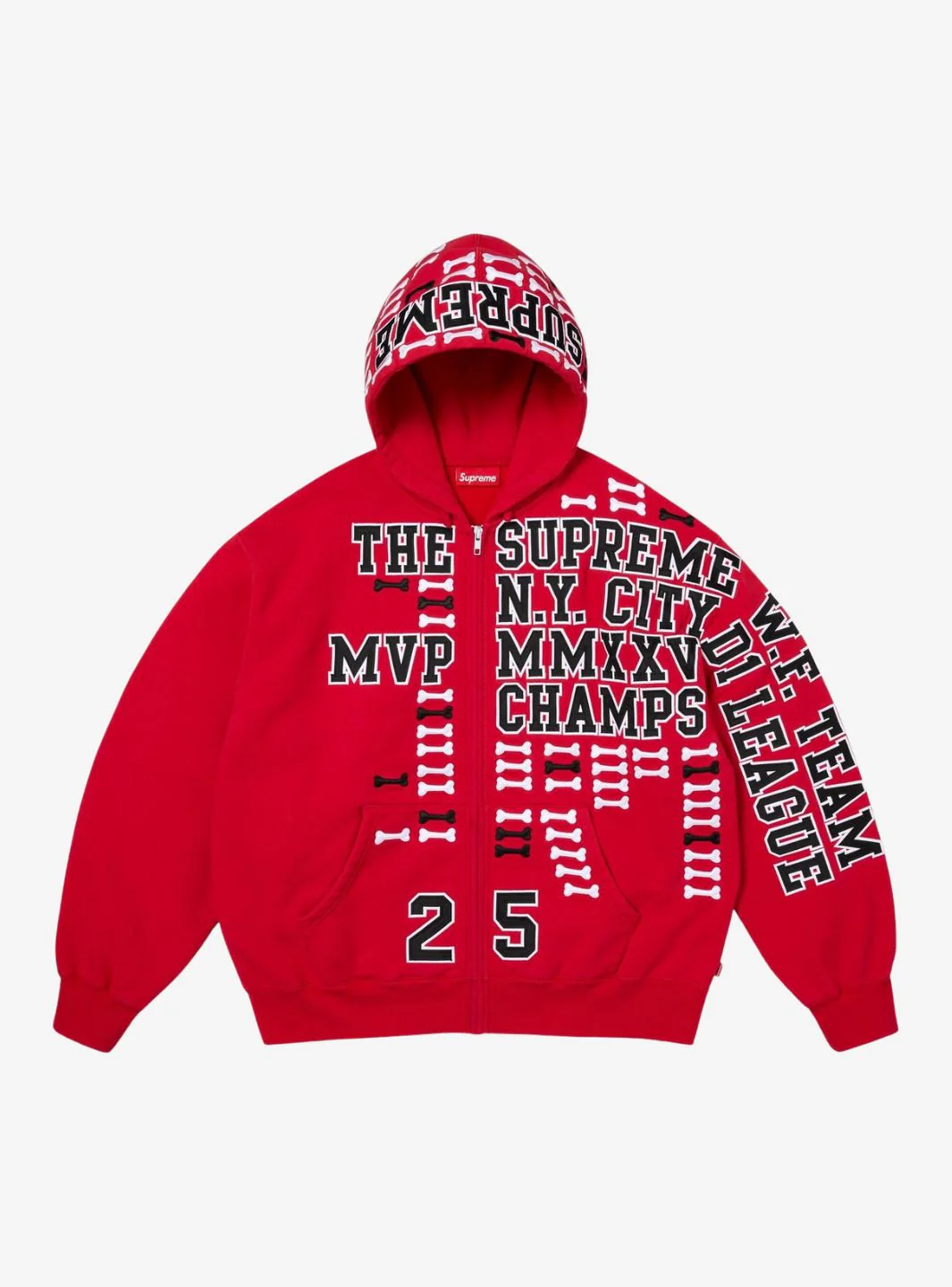 Supreme League Champs Zip Up Hooded Sweatshirt Red