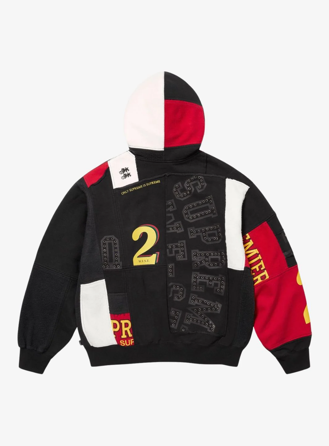 Supreme Patchwork Zip Up Hooded Sweatshirt Black (SS25) - Image 3