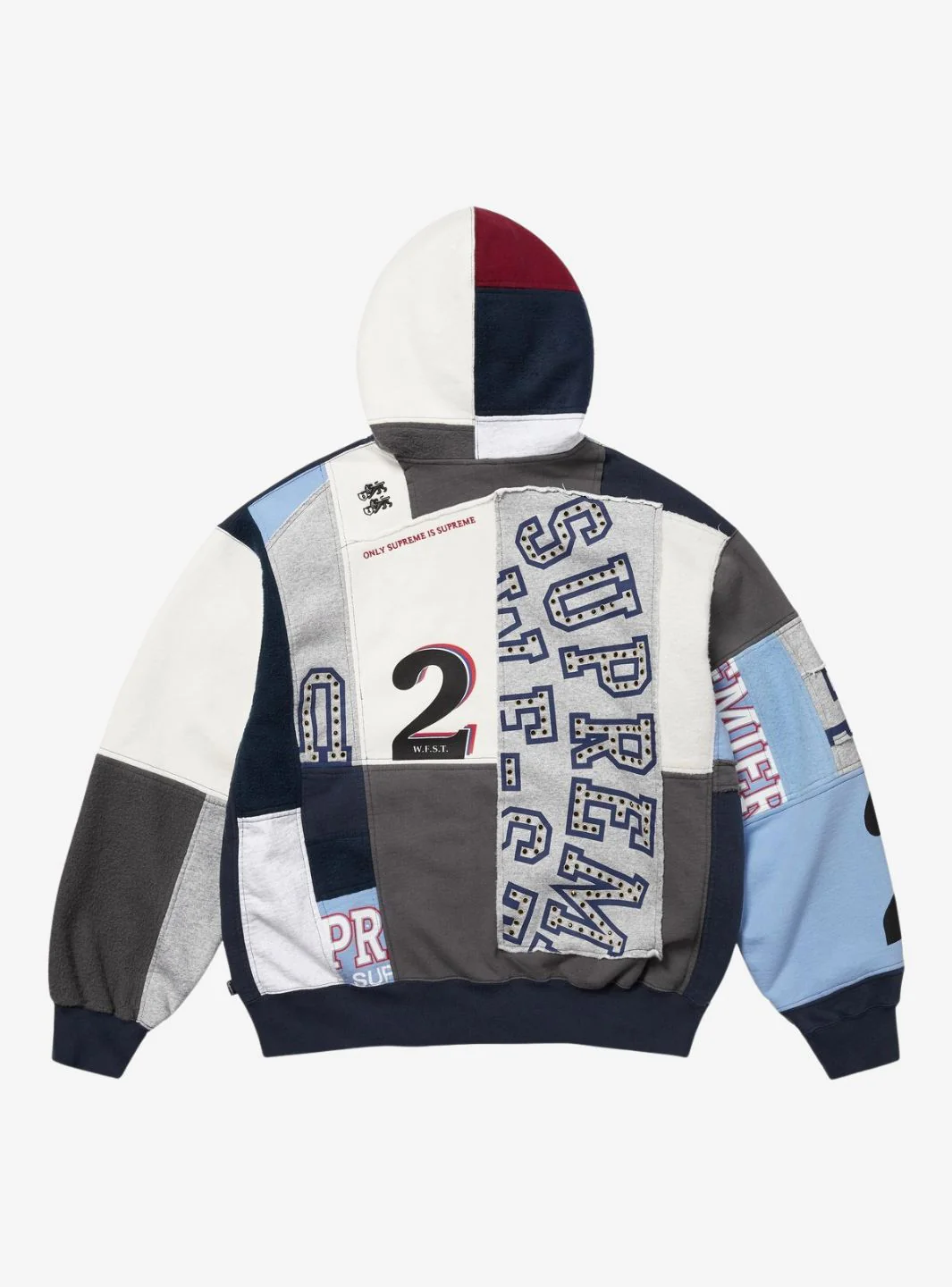 Supreme Patchwork Zip Up Hooded Sweatshirt Navy (SS25) - Image 3