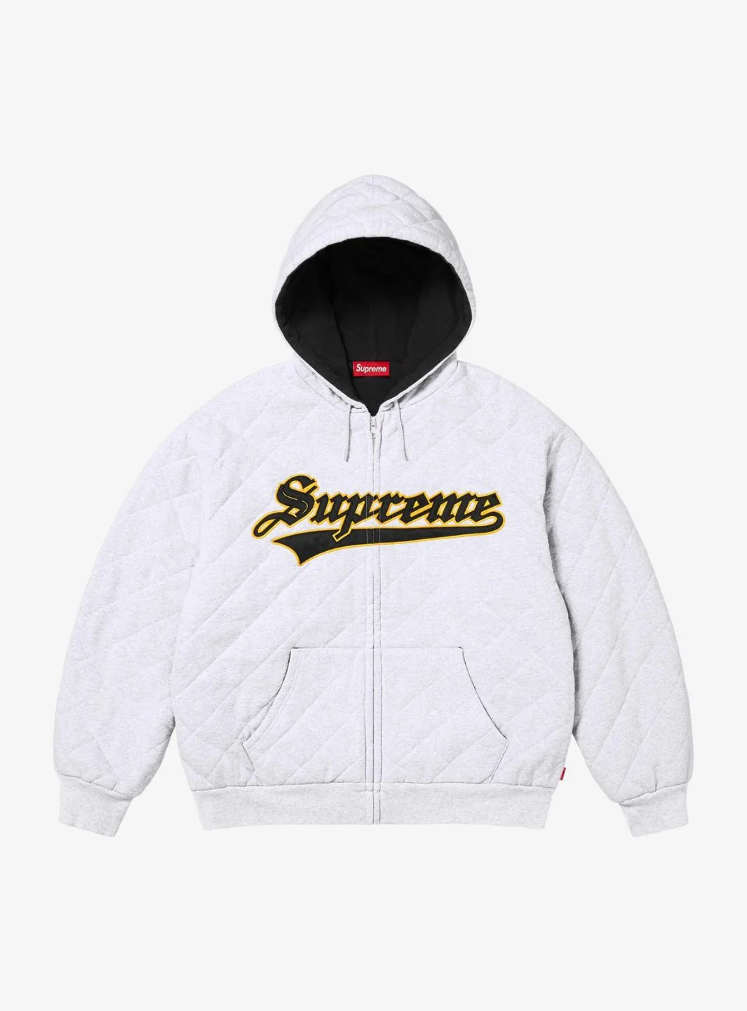 Supreme Quilted Zip Up Hooded Sweatshirt Ash Grey