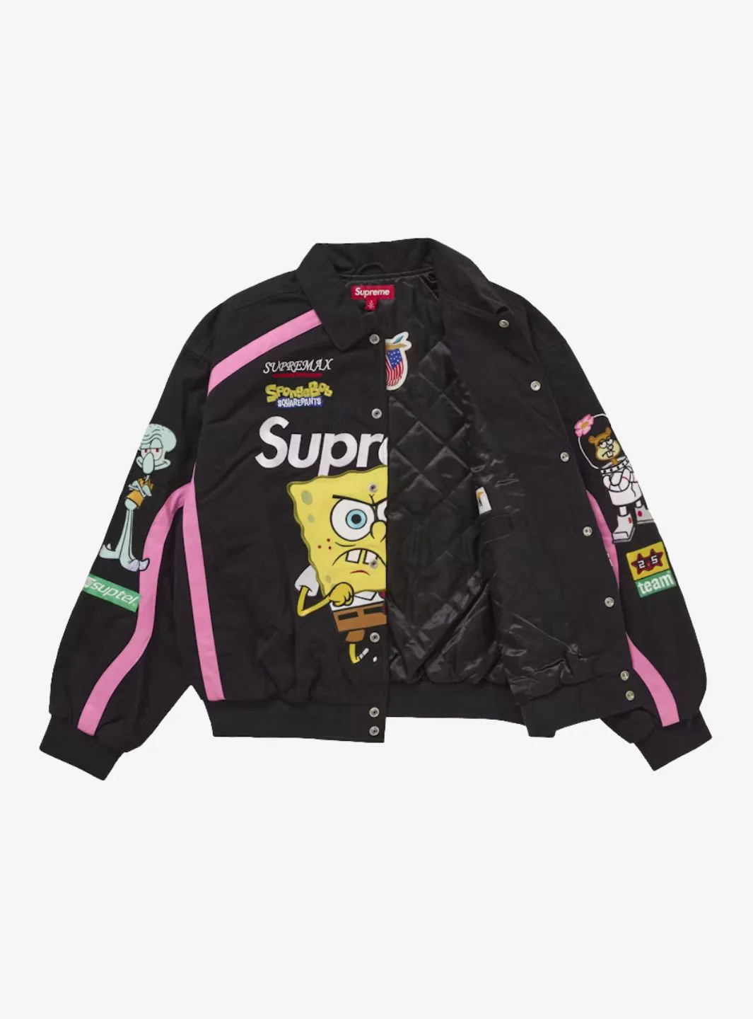 Supreme Spongebob Squarepants Jeff Hamilton Racing Jacket Black - Image 3