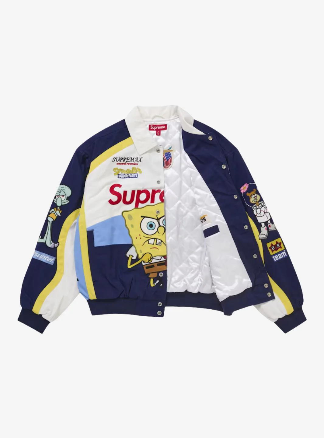 Supreme SpongeBob SquarePants Jeff Hamilton Racing Jacket White - Image 3