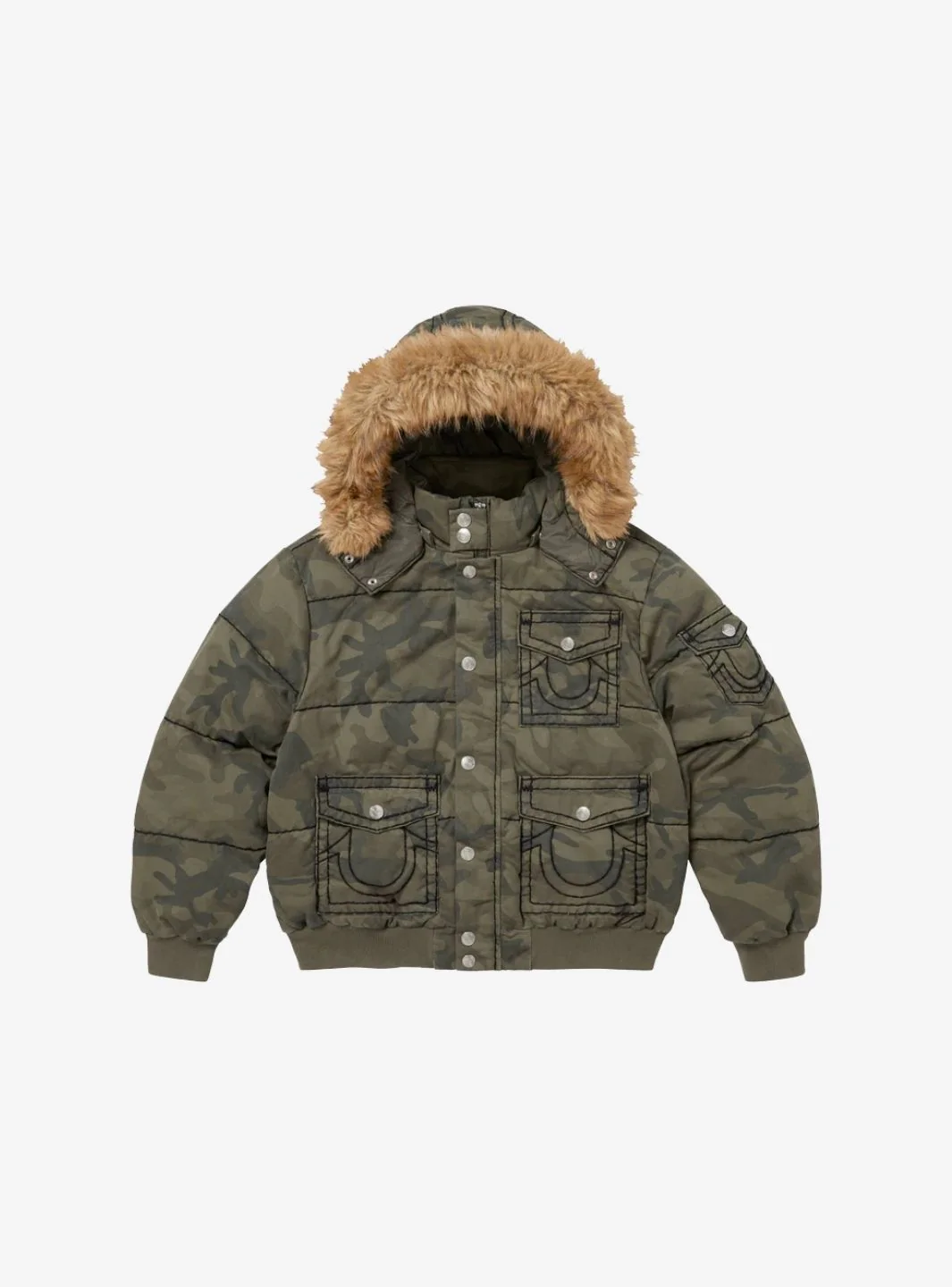Supreme True Religion Puffer Jacket Olive Camo