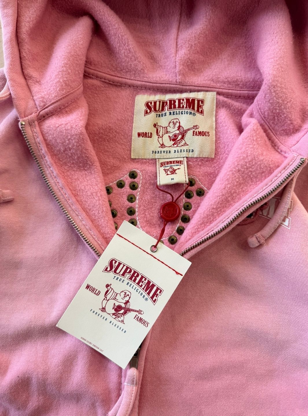Supreme True Religion Zip Up Hooded Sweatshirt Pink (FW25) - Image 4