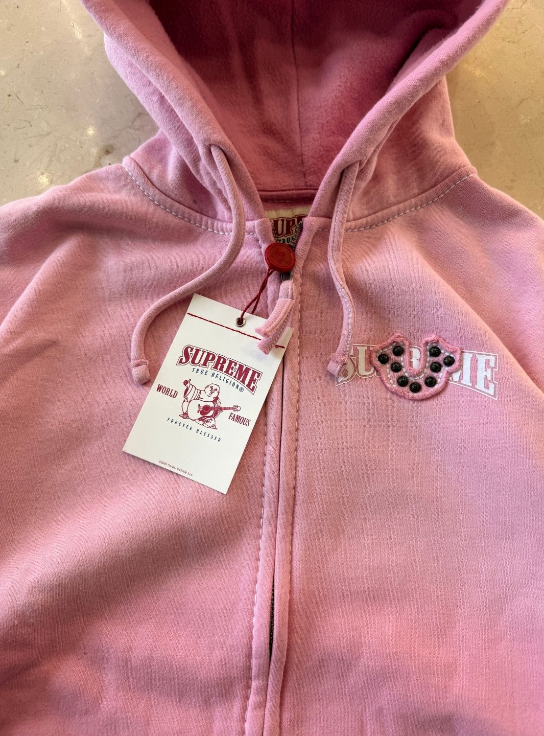 Supreme True Religion Zip Up Hooded Sweatshirt Pink (FW25) - Image 6