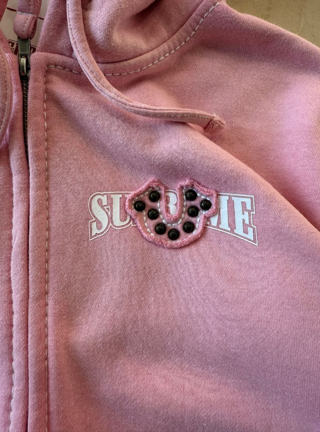 Supreme True Religion Zip Up Hooded Sweatshirt Pink (FW25) - Image 8