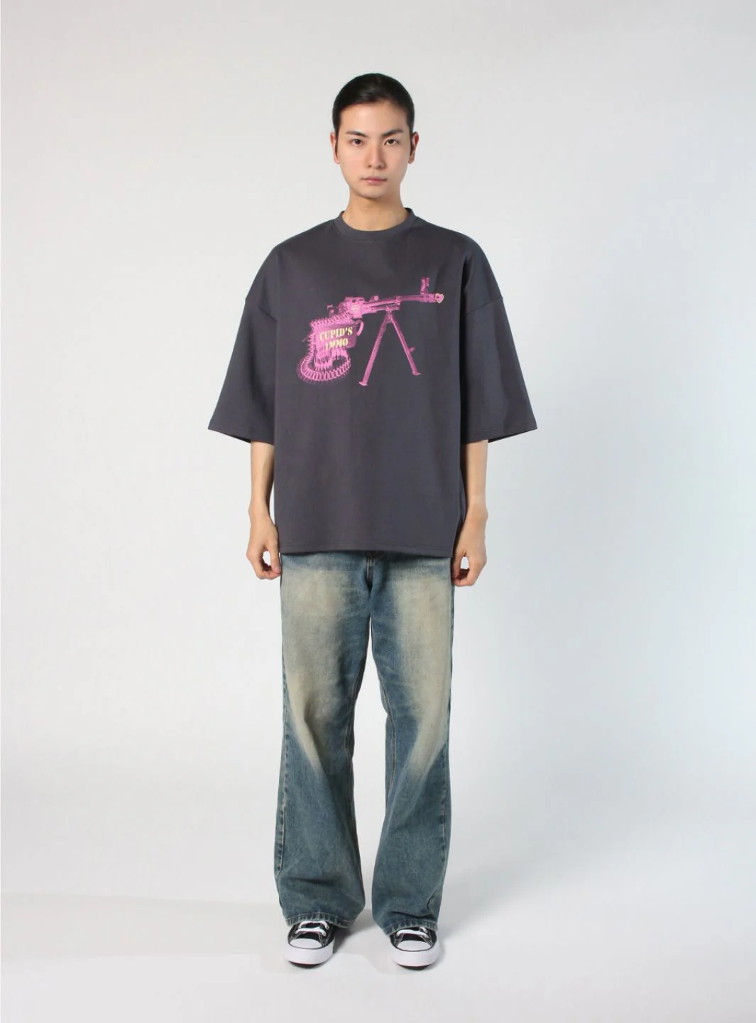 Tee Library Cupid Oversize T-Shirt Grey Charcoal - Image 4