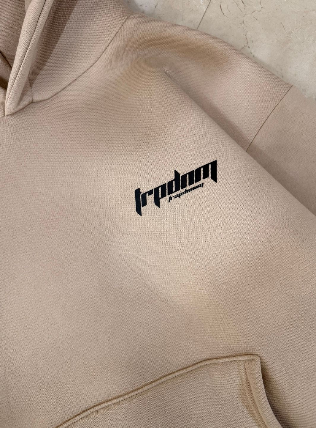 Trap Denim Hoodie Beige - Image 5