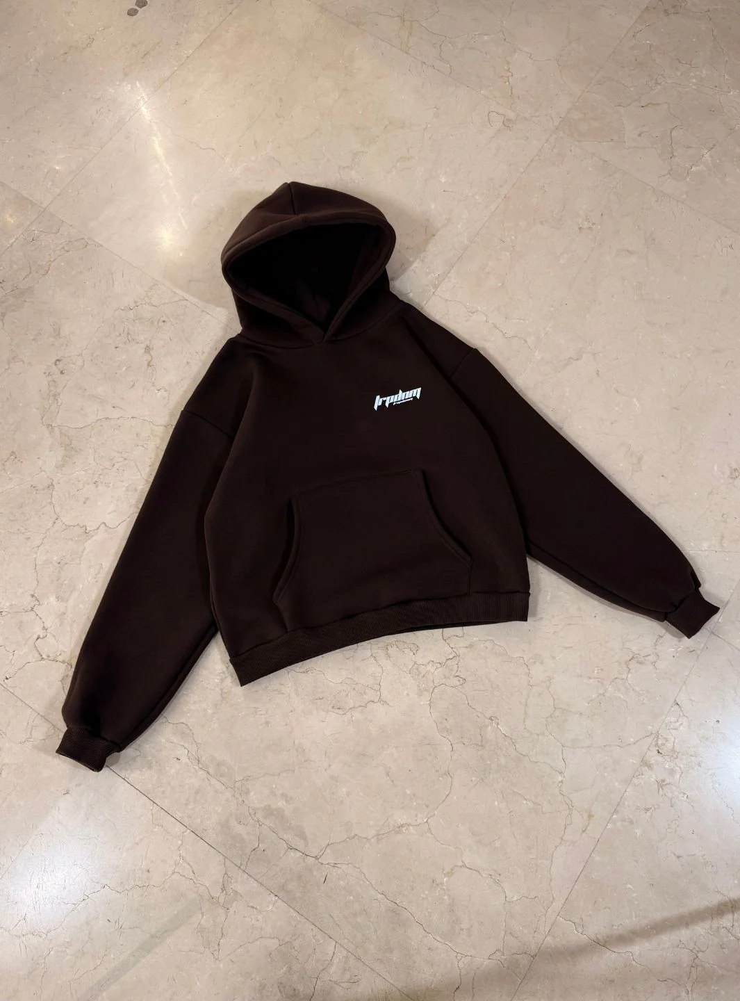 Trap Denim Hoodie Dark Browm - Image 4