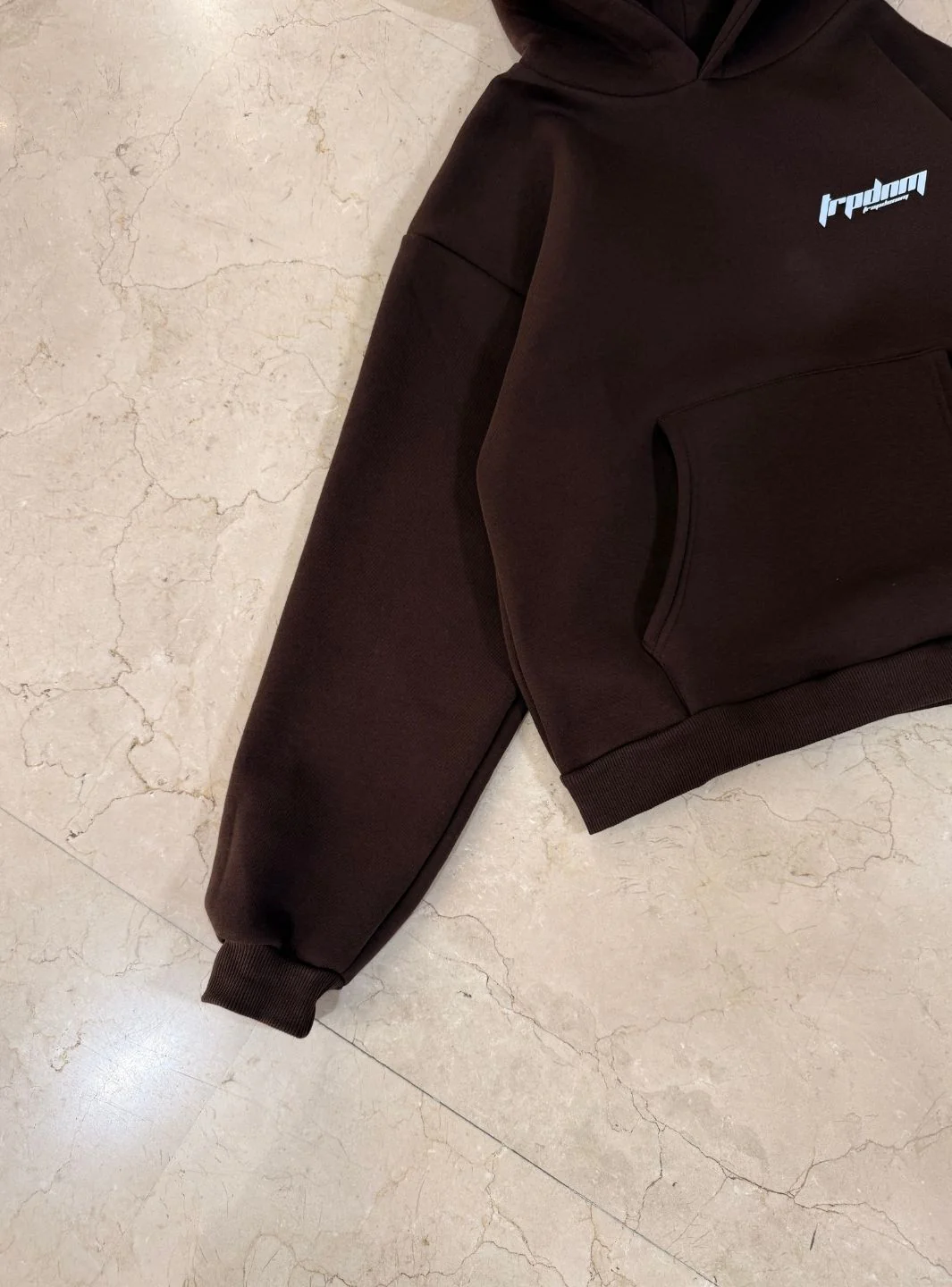 Trap Denim Hoodie Dark Browm - Image 6