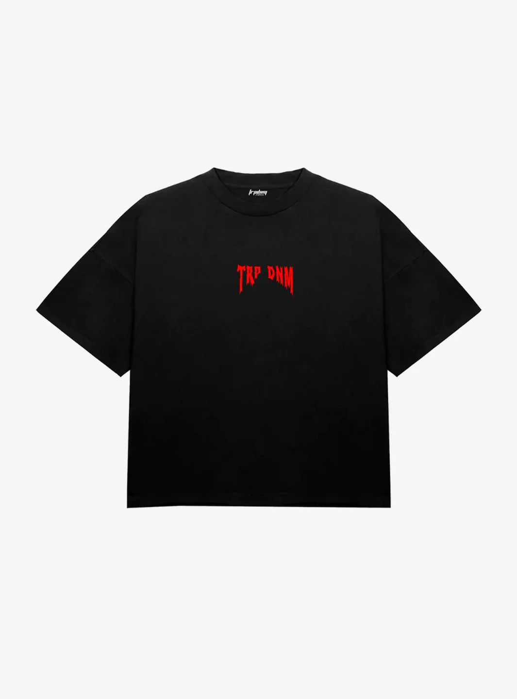 Trap Denim Red Punk Print Boxy Fit Cotton T-Shirt