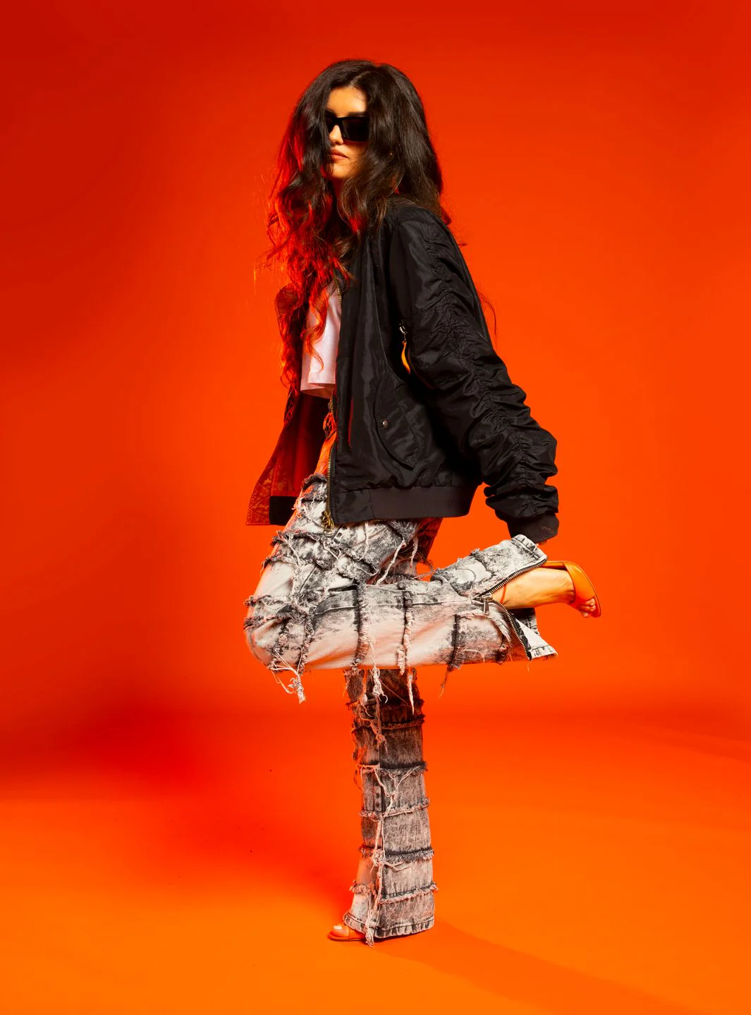 Trap Denim Ripped Flare Jeans - Image 4