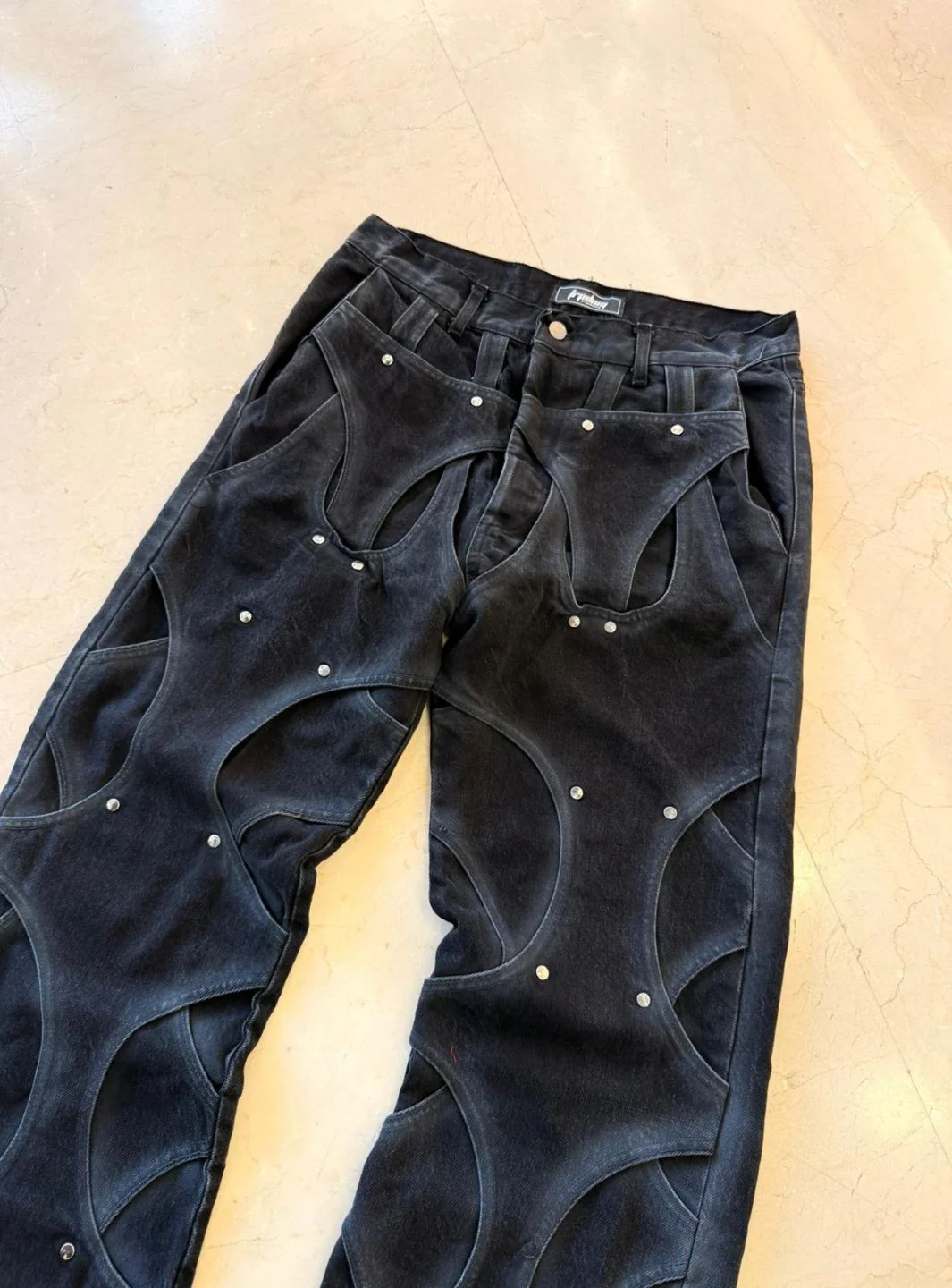 Trap Denim Washed Black Intertwined Jeans - Image 3