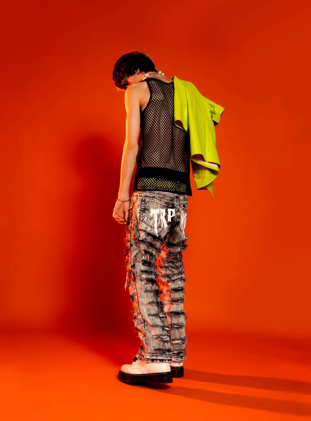 Trap Denim White Print Flare Denim - Image 3