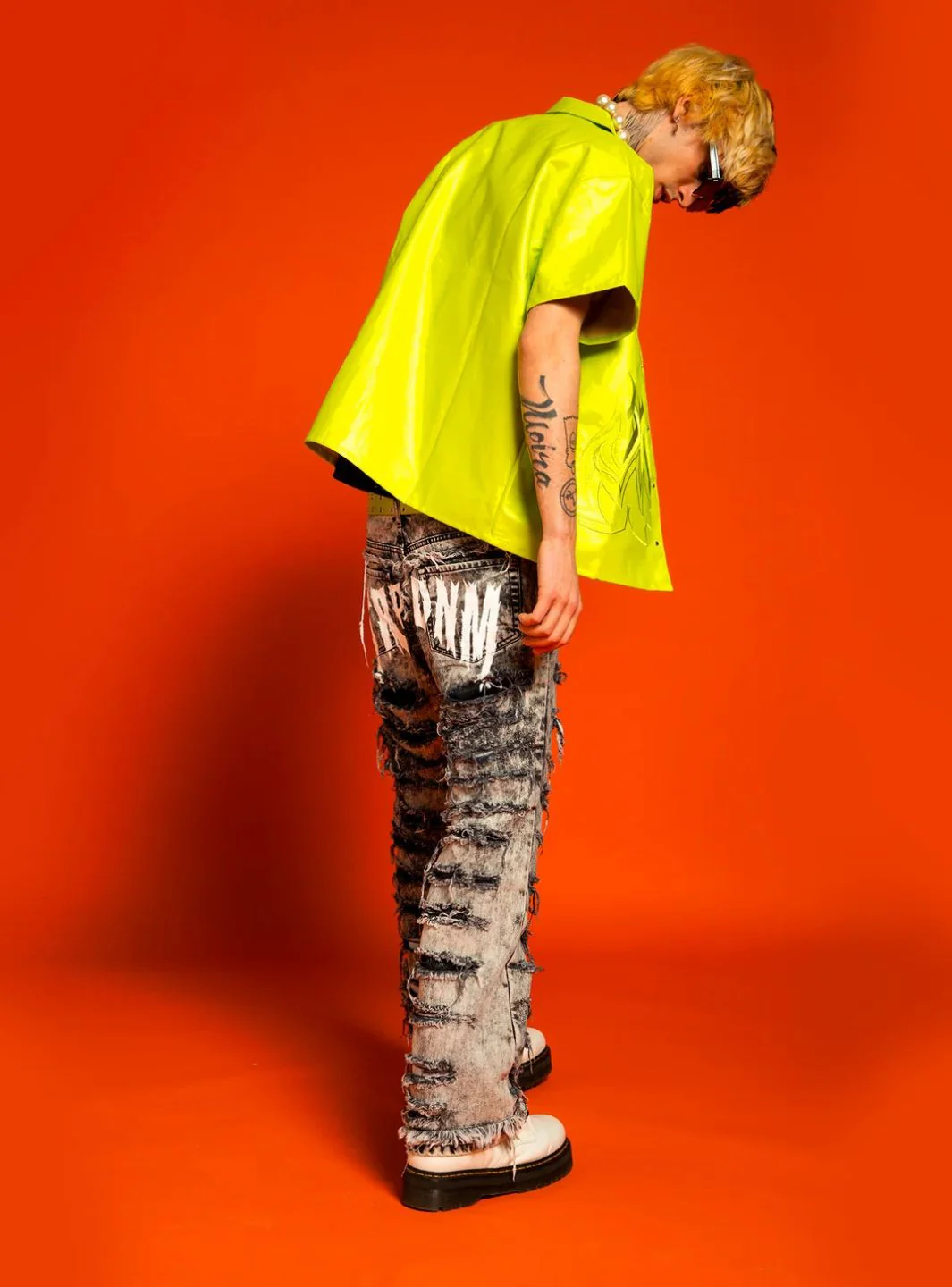 Trap Denim White Print Flare Denim - Image 4
